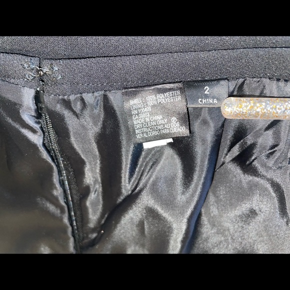 WOMENS STRAIGHT LINE BLACK SKIRT SIZE 2 LINED PLEATED ZIPPER HOOK & EYE - Picture 8 of 10